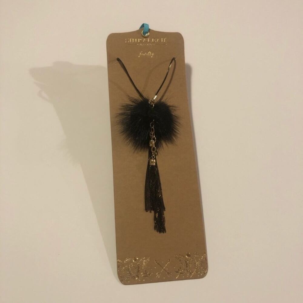 Shiraleah Chicago jewelry - Anthropologie - Lulu necklace in black Mink hair NEW